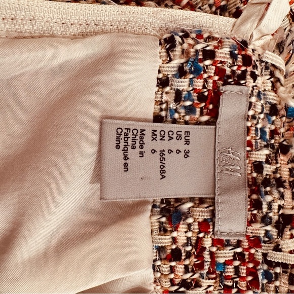 Multicoloured Lined Tweed Woven Wrap Midi Skirt US 6 - Picture 5 of 7